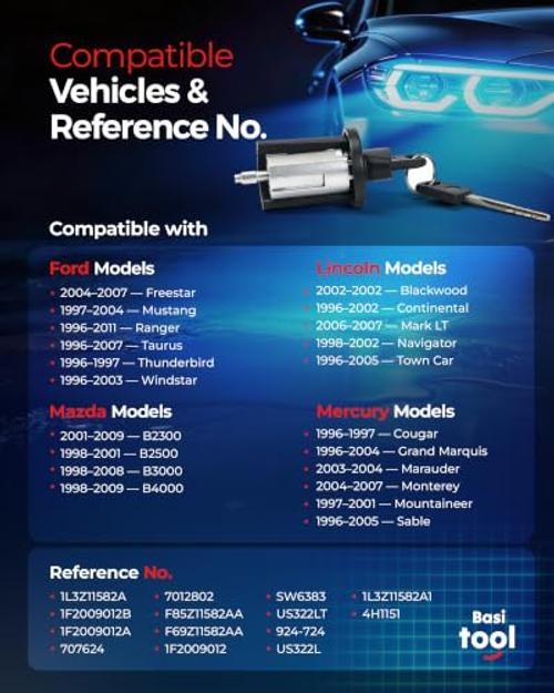 Ignition Switch with Key, Ignition Lock Cylinder Compatible with Ford Ranger