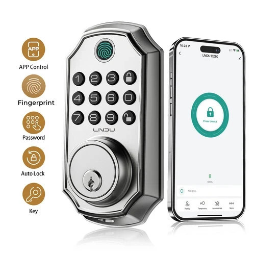 Smart Fingerprint Door Lock Bluetooth App Keyless Door LNDU D280L FAST SHIP!