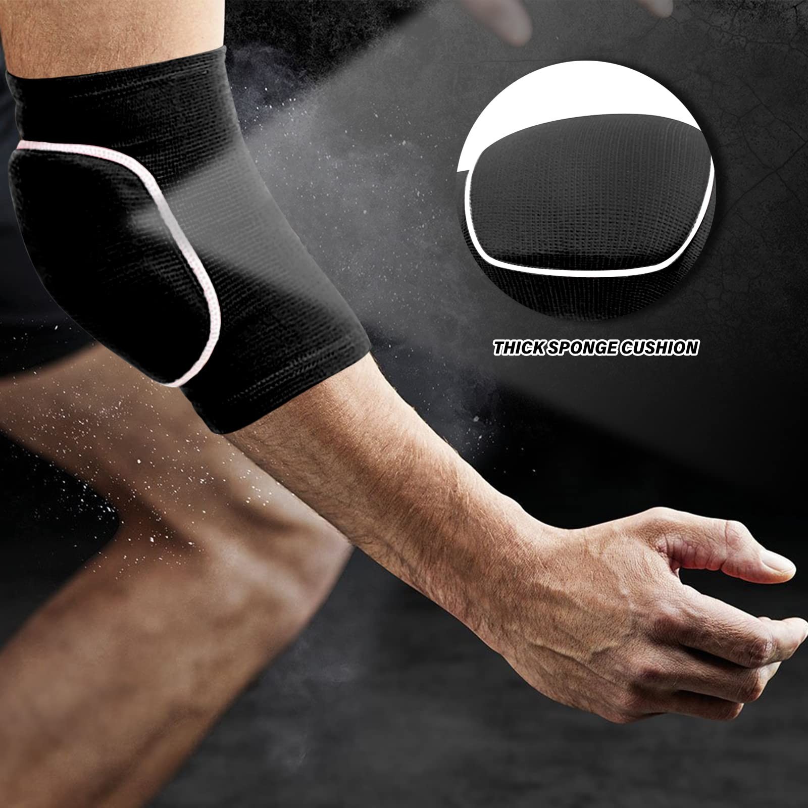 A Pair Elbow Pad, Breathable Adjustable Elbow Support for Men Women Kids Bask...