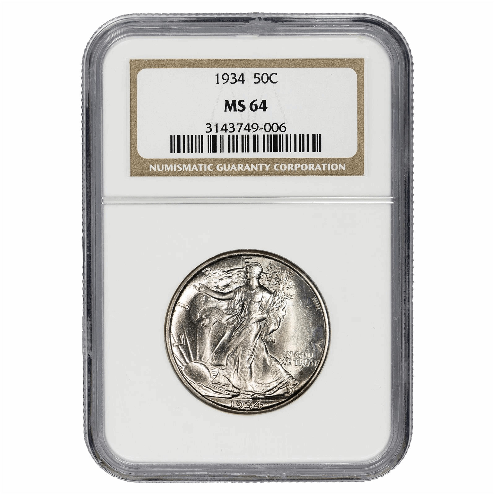 1934 Walking Liberty Half Dollar 50C NGC MS 64