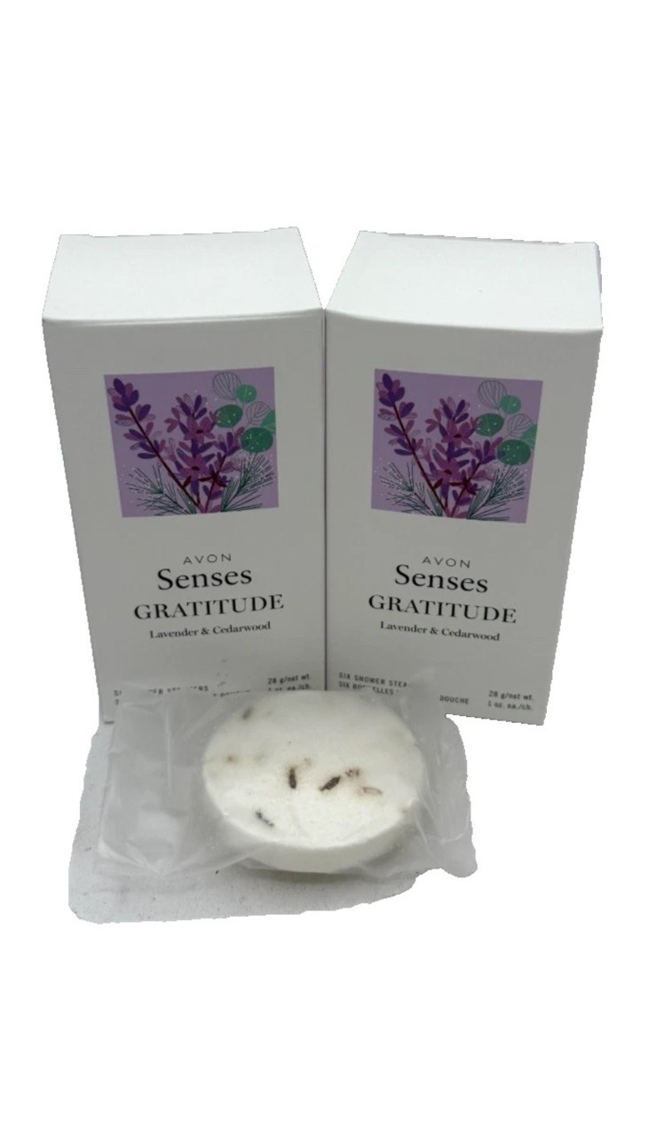 AVON Senses Gratitude Lavender & Cedarwood Shower Steamers (6 in box) PACK OF 2