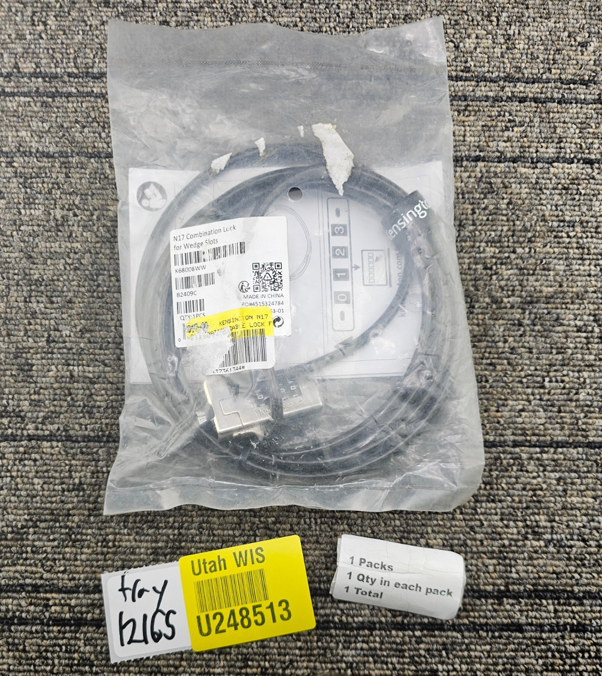 KENSINGTON N17: 4-Code Combination Security Lock For Wedge-Shaped Lock Slot