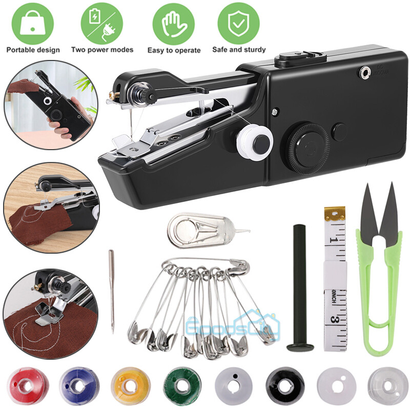 Mini Portable Electric Tailor Stitch Hand-held Sewing Machine +126Pcs Sewing Kit