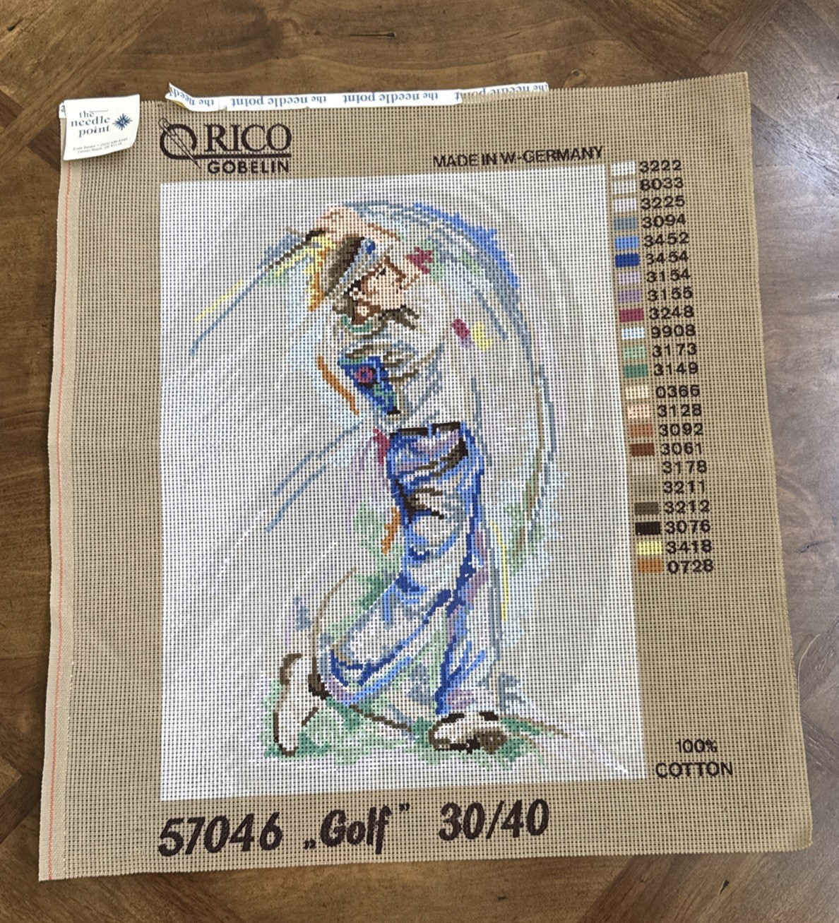 Rico Gobelin Golfer Needlepoint Canvas GOLF #57046 30/40 11.75x15.75