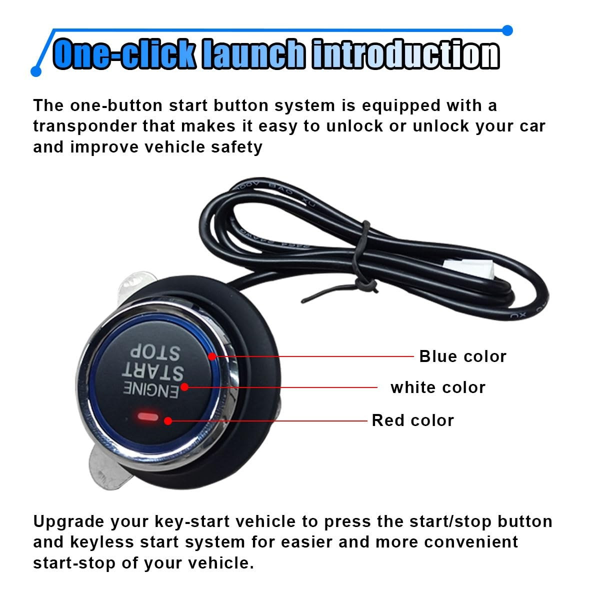 Car Push Engine Start Button Kit, Upgrade Push to Start Ignition Kit, Smart K...