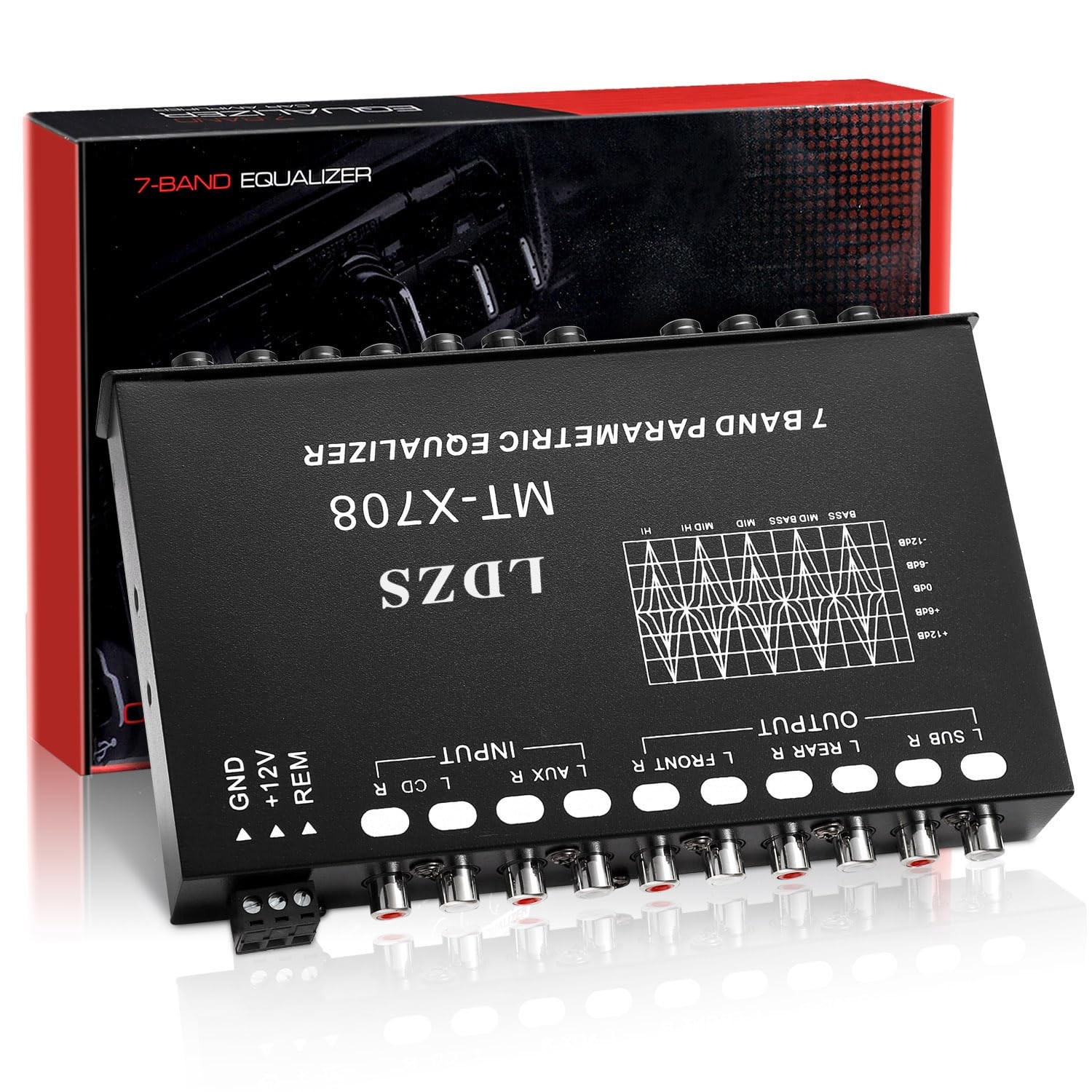 7-Band Car Audio Equalizer, Adjustable 7 Bands EQ Car Amplifier Graphic Equalize