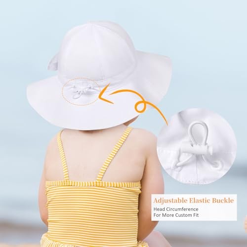 Baby Girl Sun Hat Summer Foldable Beach Hats with 6-24 Months Beige Stripe