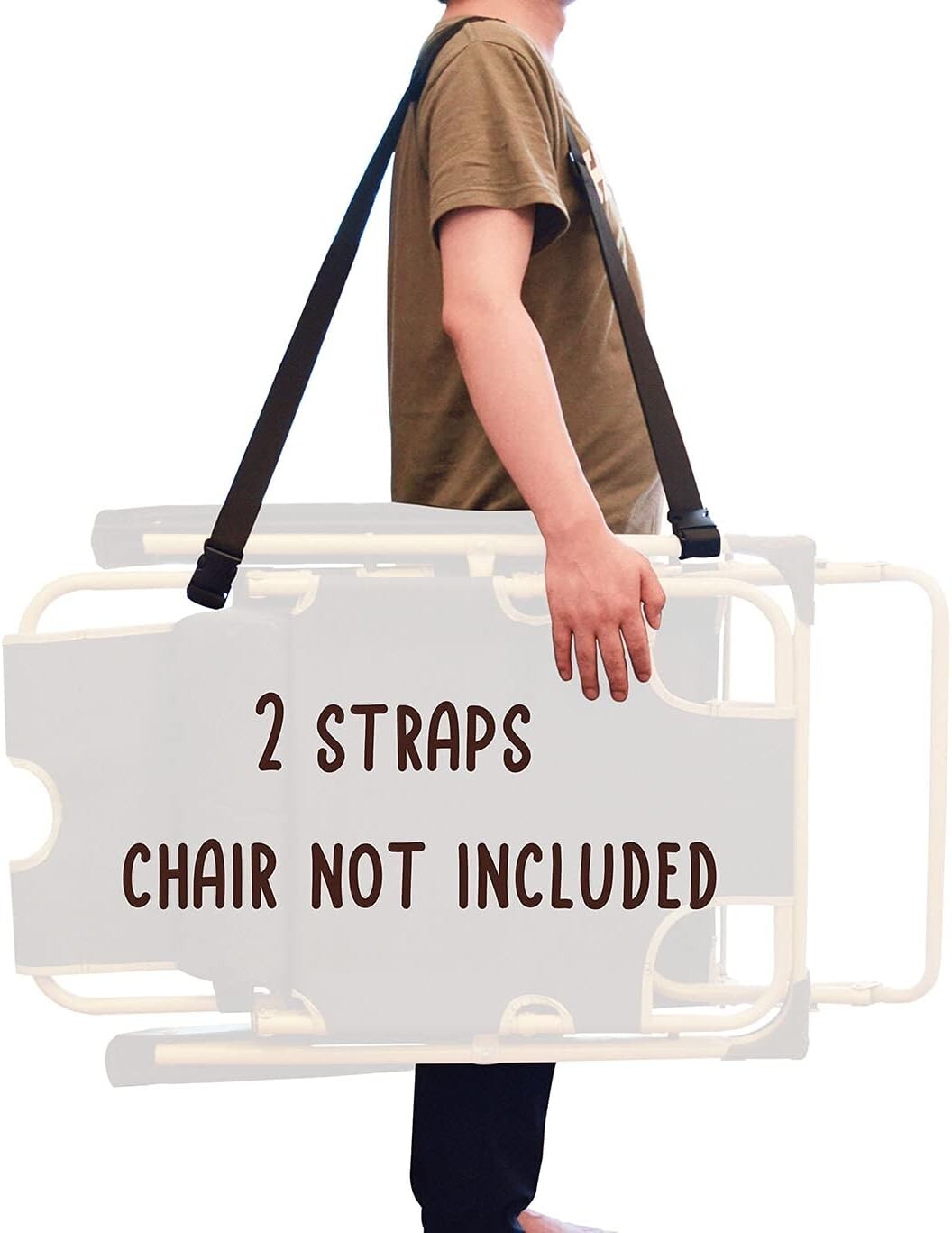 (2 Pack) Adjustable Beach Chair Carry Strap, Folding Chair Shoulder Strap for...