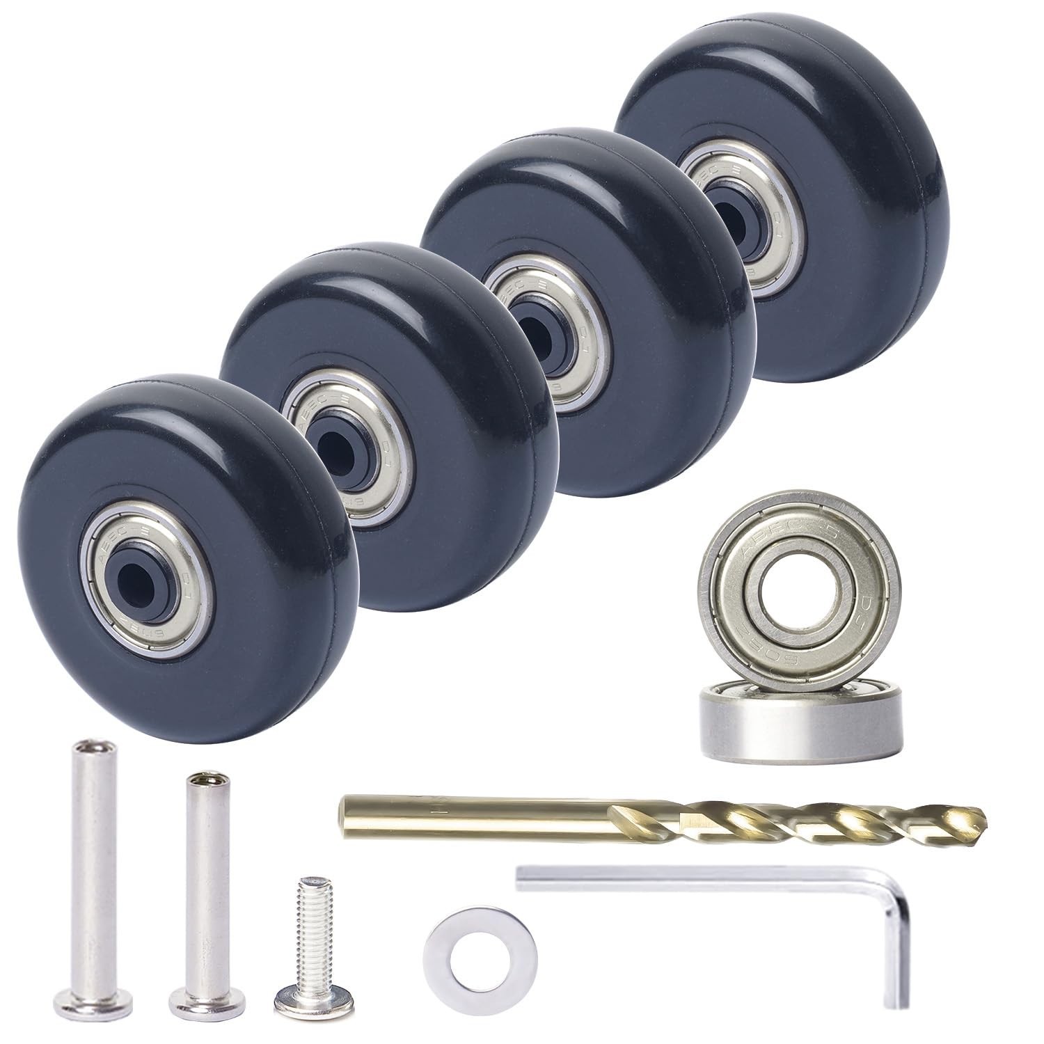 FLIHONST 50mm Suitcase Luggage Wheels Replacement Kits with Precision black