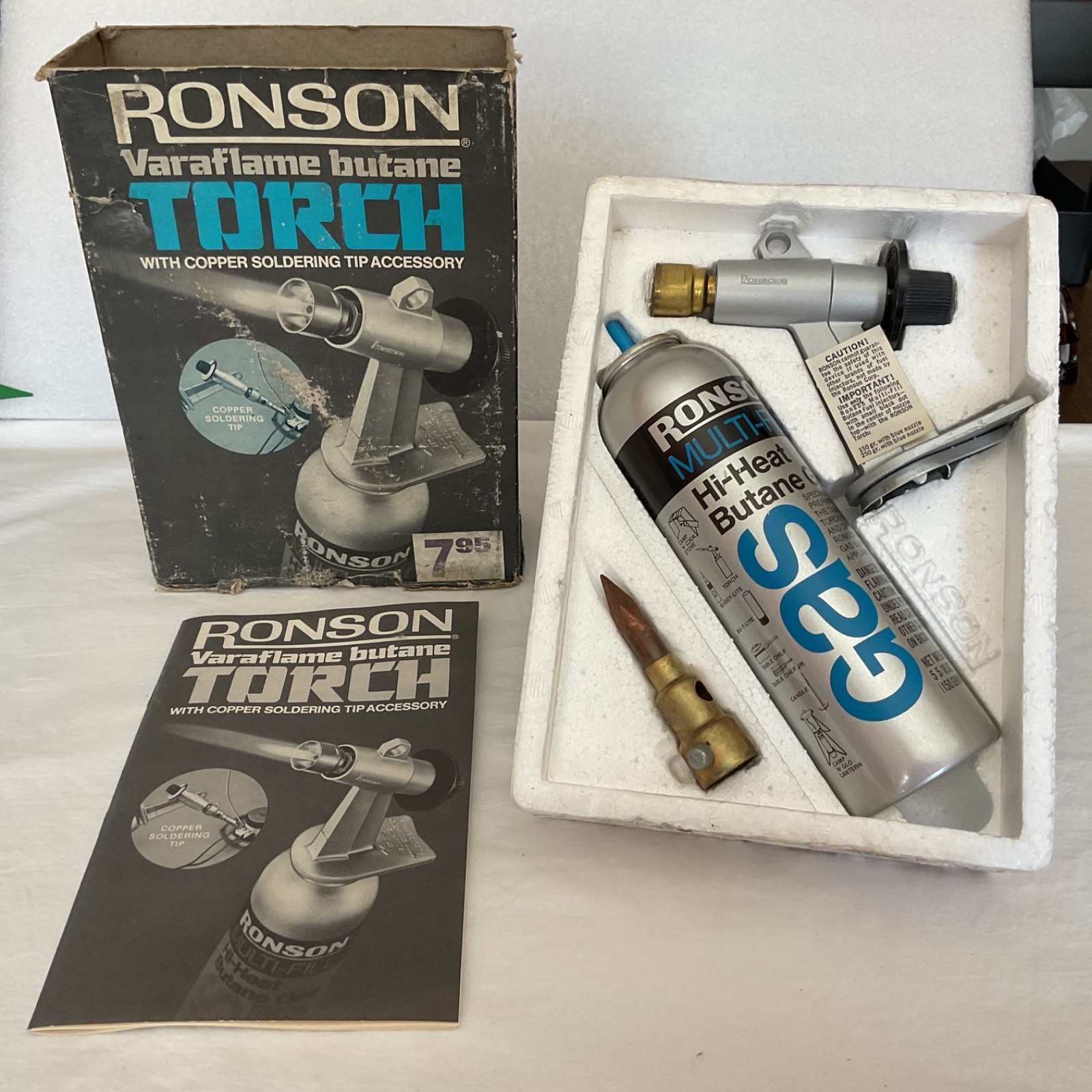 Vintage Ronson Varaflame Torch Kit #30015 complete w tip manual