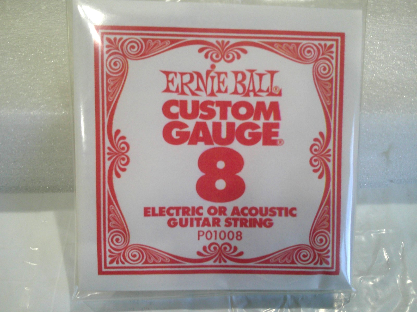 6 pack  Ernie Ball 8ga .008" plain steel string for electric or acoustic guitar