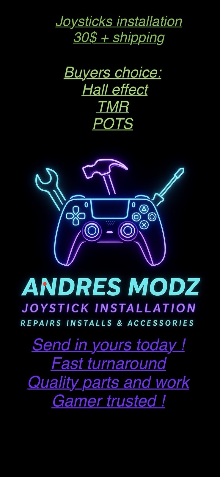 Ps5 controller dualsense/ dualsense edge  mail in service x2 joysticks/x2modules