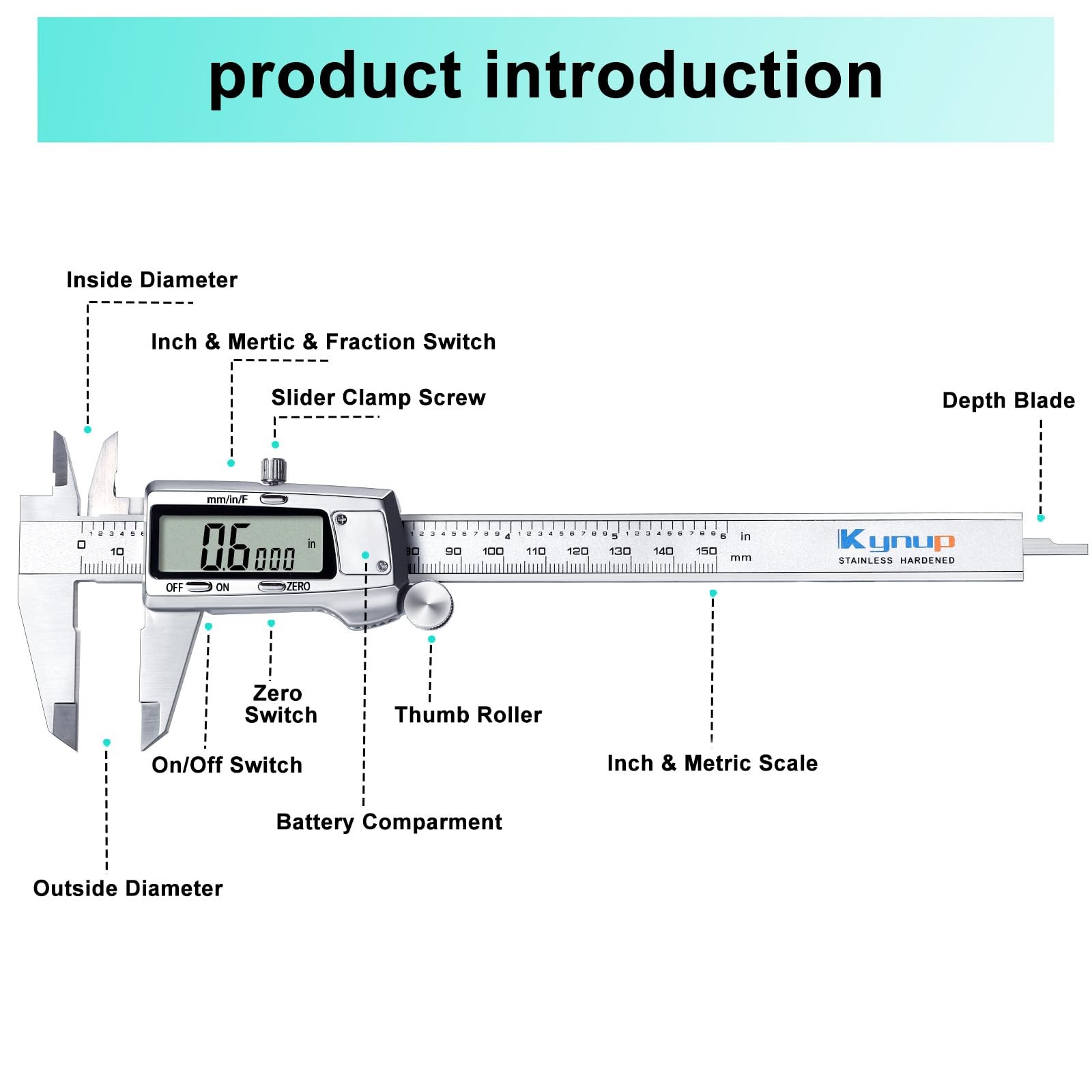 Digital Caliper, Caliper Measuring Tool, Micrometer Dial Vernier Caliper with...