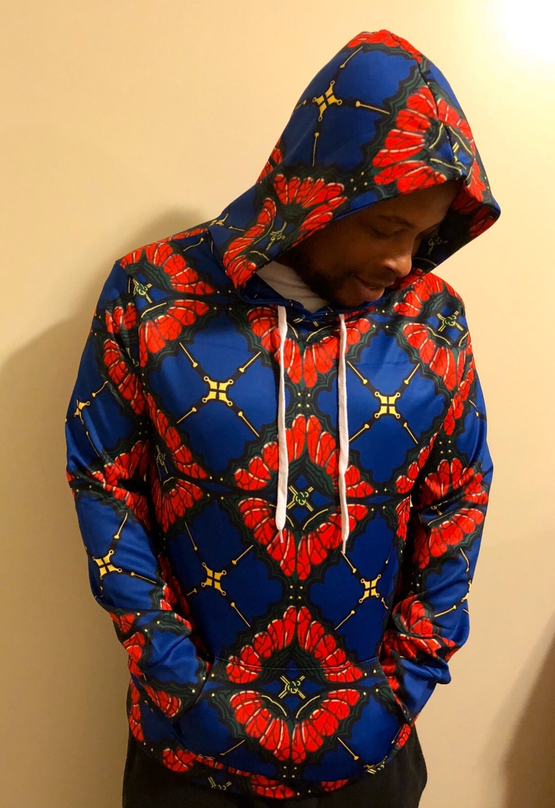 UNISEX AFRICAN PRINT DASHIKI LONG SLEEVE FASHION HOODIES SWEATSHIRT SIZE S
