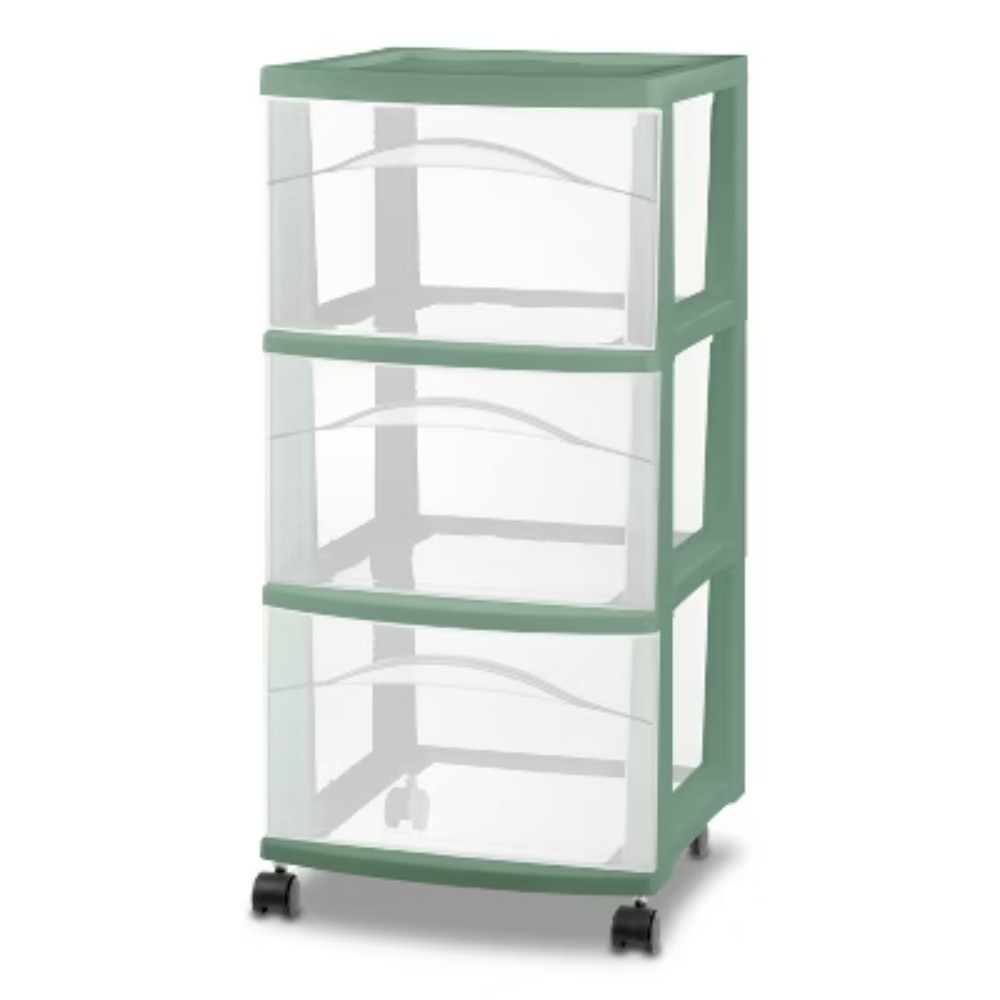 3 Drawer Medium Cart Versatile Green