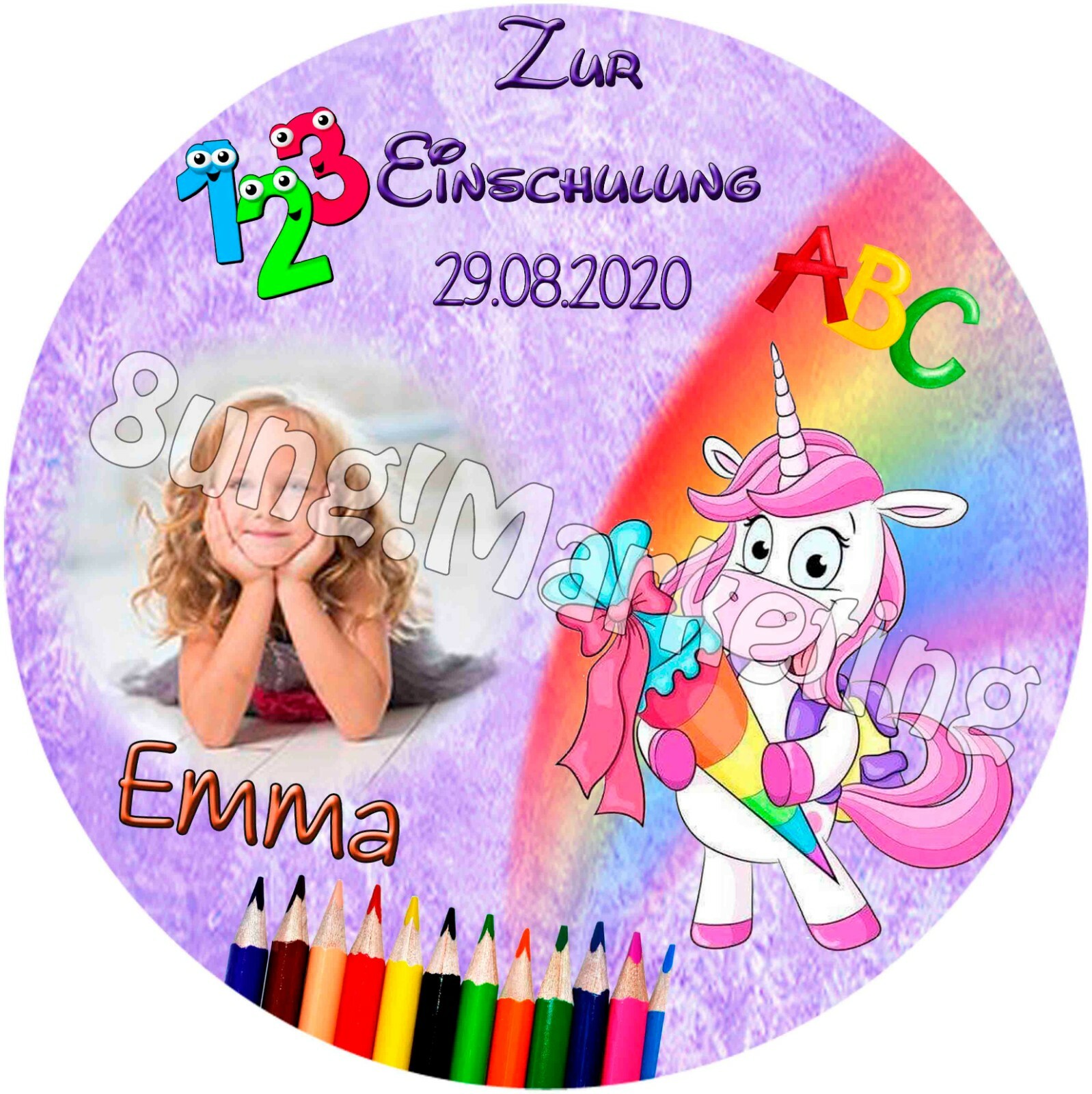 Cake topper enrollment school start with school bag with text and image (78)