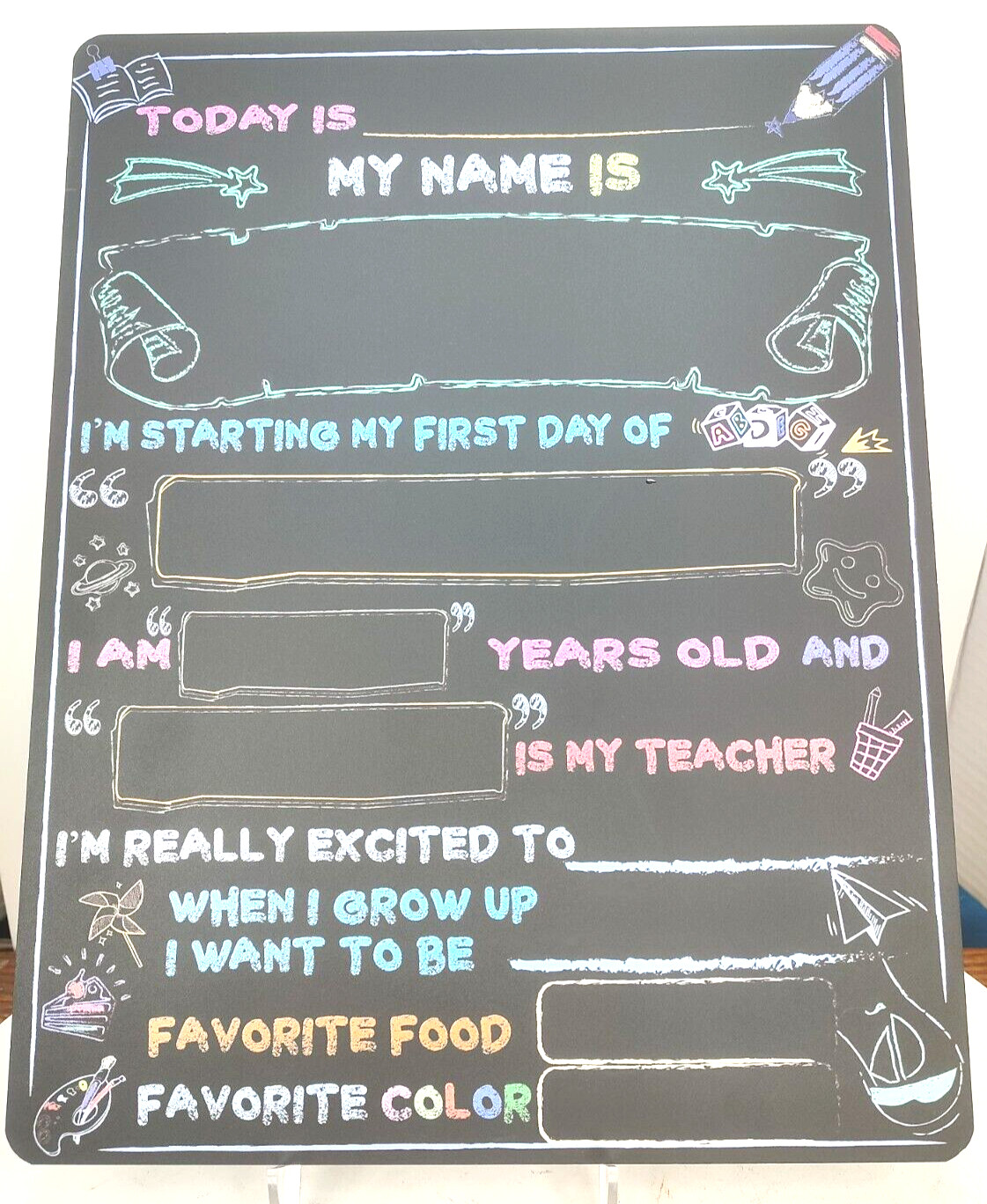 Back to School Day "Today is Double Sided 11"x14" Black Reusable Chalk Board NEW
