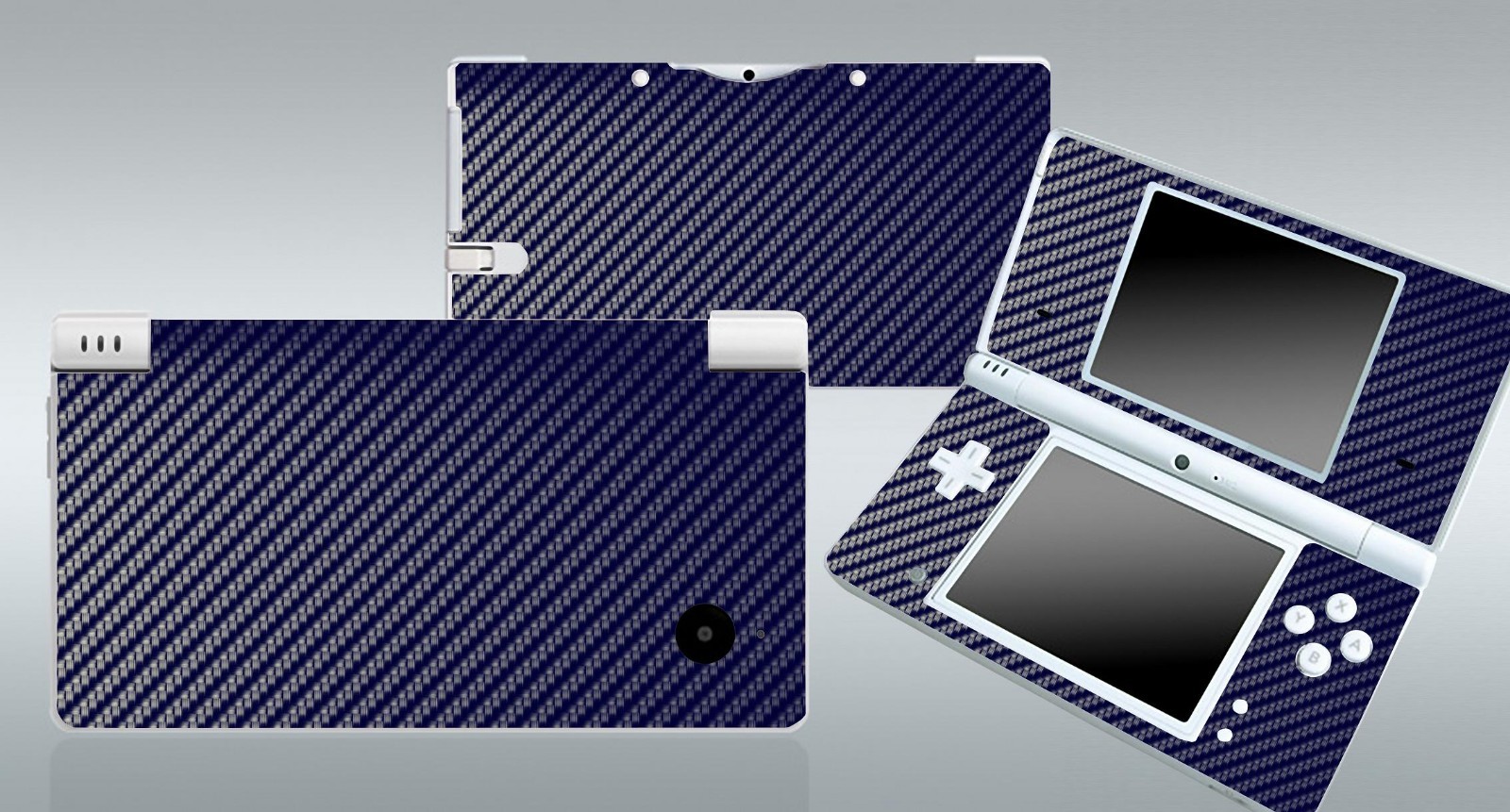Blue Carbon Fiber Vinyl Decal Cover Protector Skin Sticker for Nintendo DSi NDSi