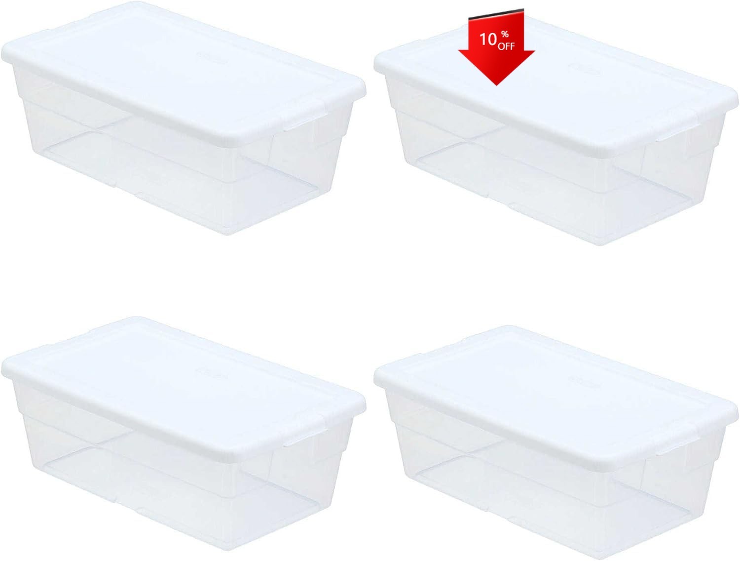 Storage Box 13.5" X 8.3" X 4.8", 6 Qt. Clear - Pack of 4