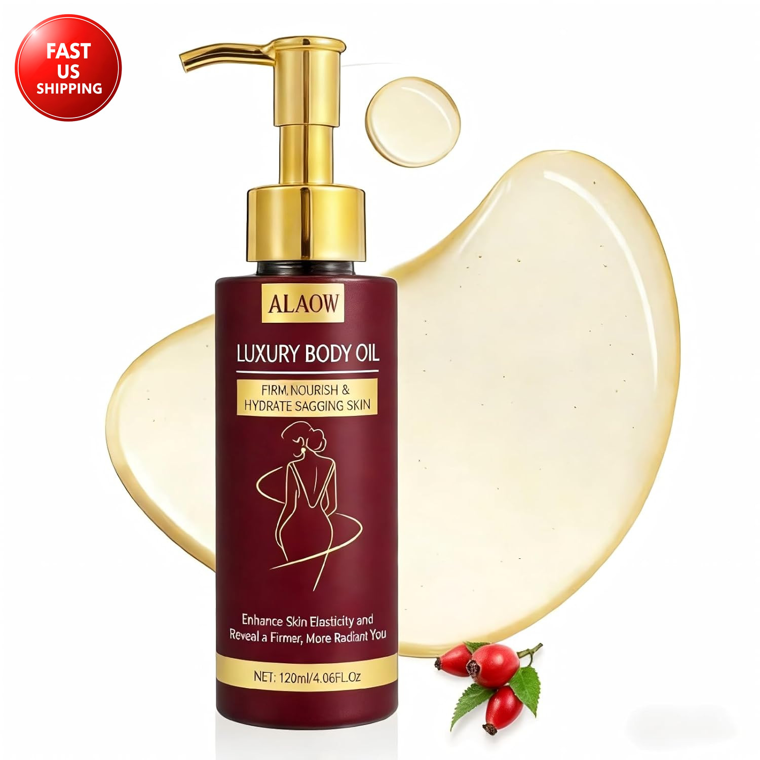 Firming Body Oil for Tightening & Hydrating - Natural Ingredients, Reduces Loose