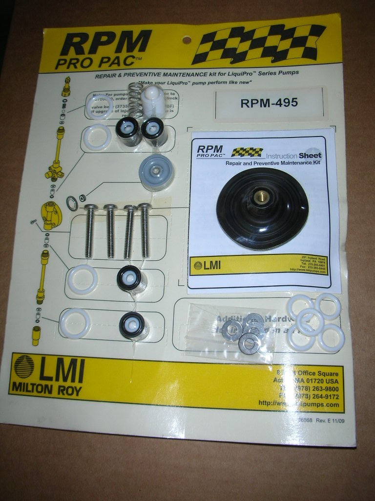 LMI Milton Roy RPM-495 LiquiPro Liquid End Repair and PM Service Kit NOS!! 1-Kit