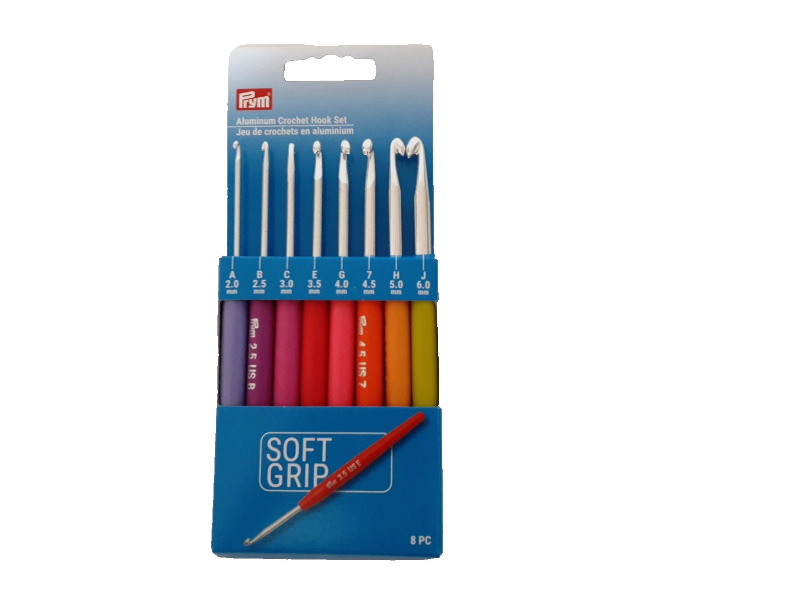 Prym Soft Grip Crochet Hook Set 8/Pkg-Sizes A/2mm To J/6mm