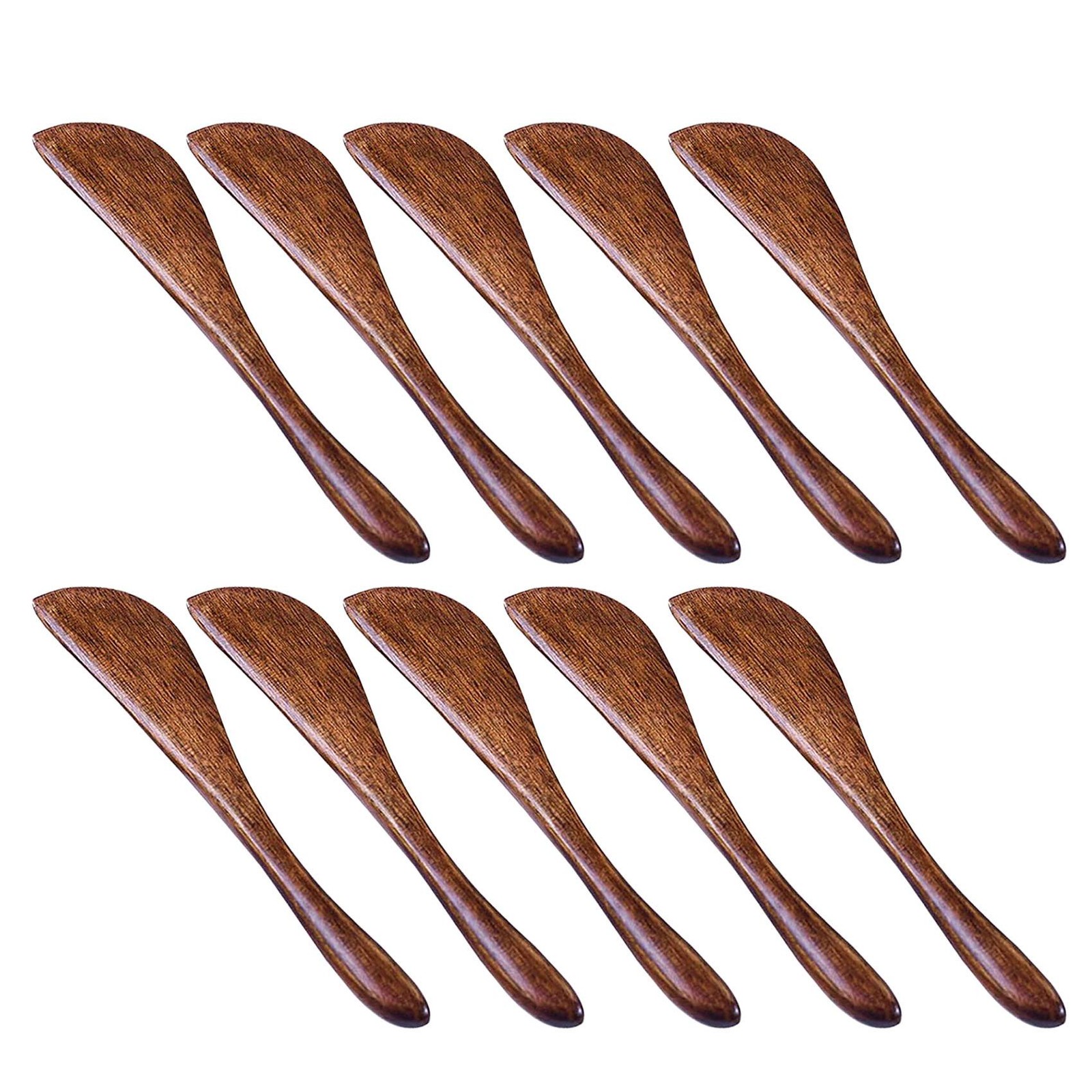 10 Pack Wooden Butter , 6 Inch Condiment  Wood Super Handy Kitchen Utensils5226
