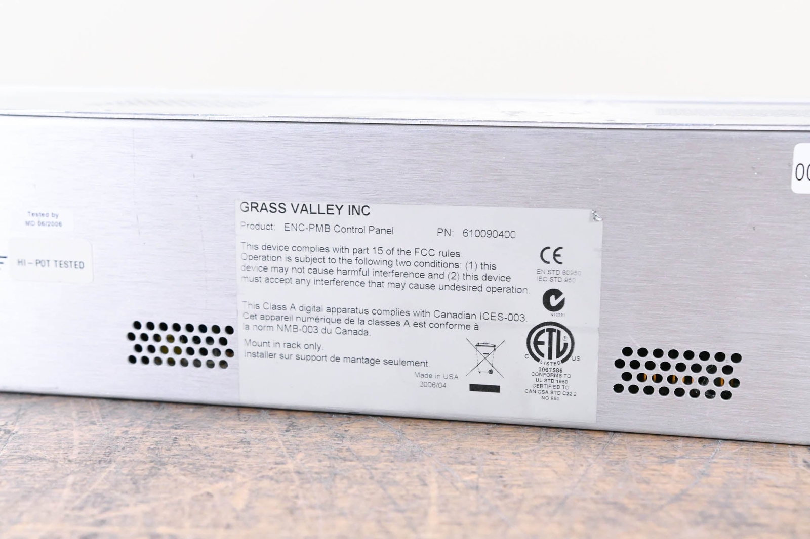 Grass Valley ENC-PMB Control Panel CG00546