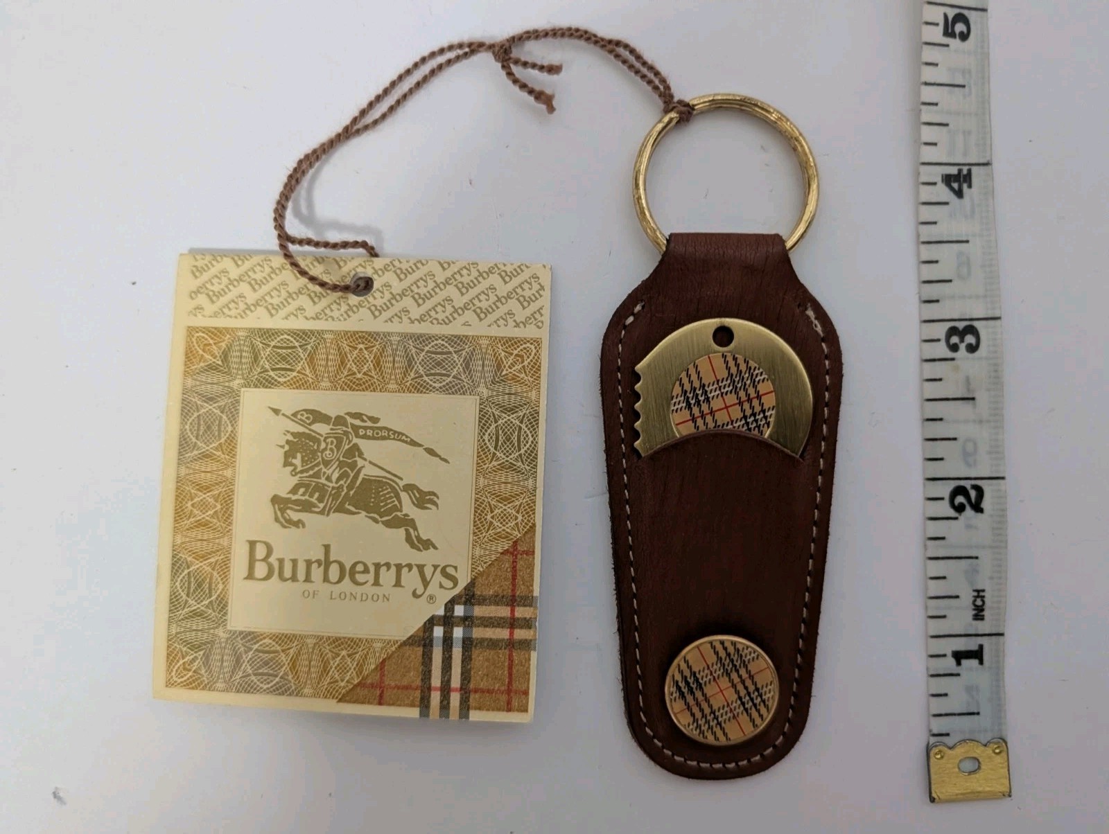 Burberrys of London Leather Golf Divot Key Fob Vintage New w/ Tags Burberry