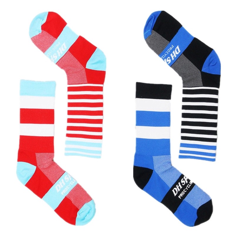 2 Pairs Cycling Socks Pro Road Bicycle Riding Bike Sport Ankle Socks Red Blue XC