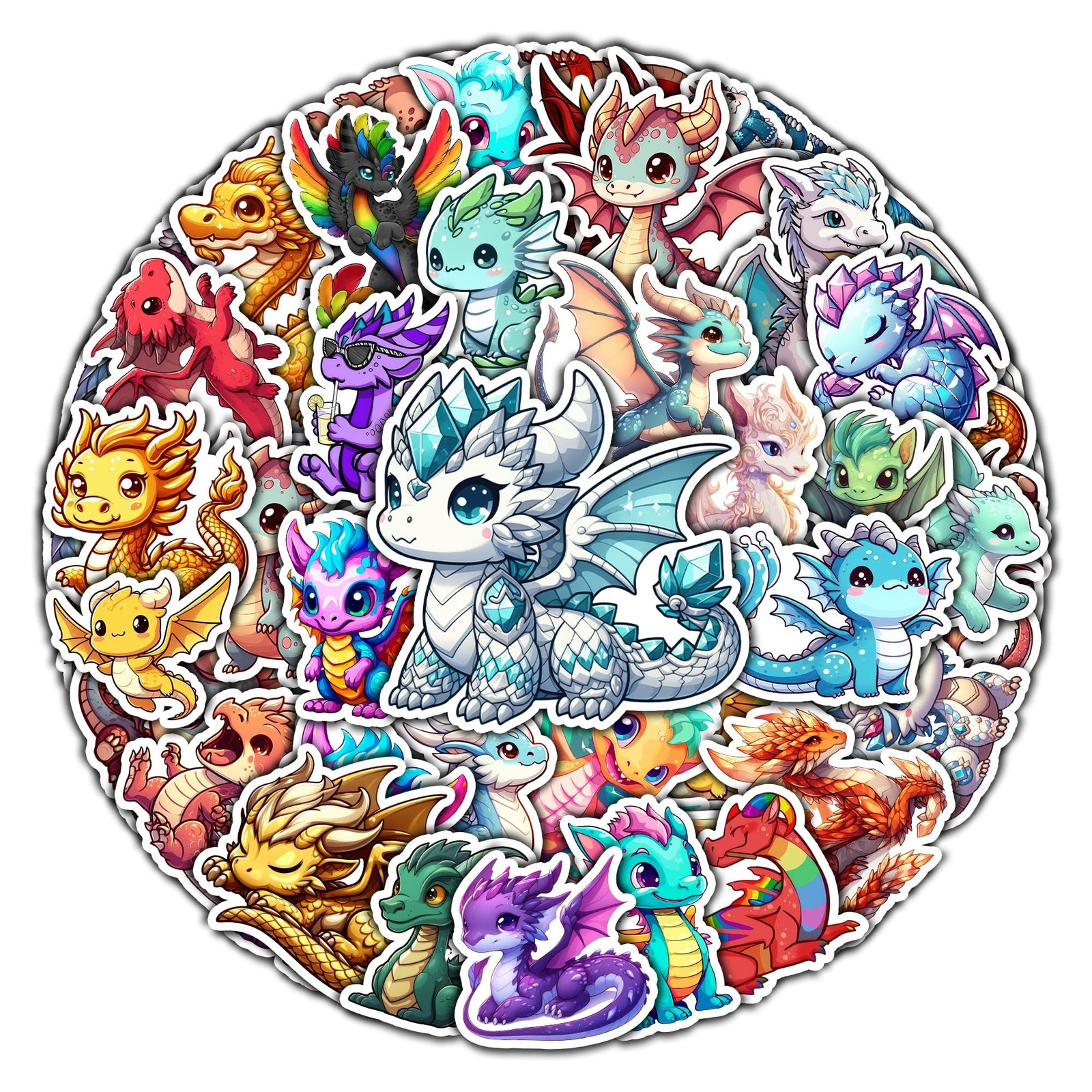 Pack 50 PCS Magic Dragons Stickers Pterosaur Fantasy Waterproof Vinyl Decals ...