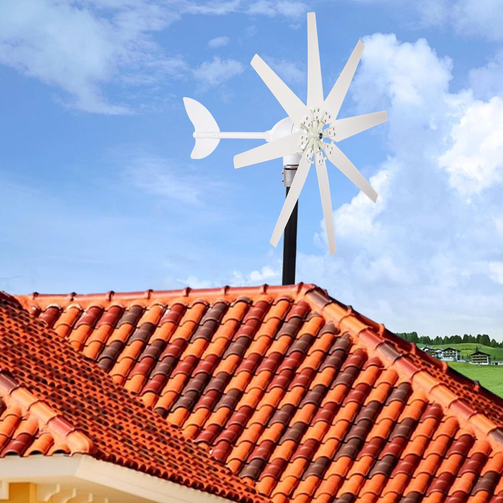 1200W Wind Turbine Generator 24V 8-Blade Wind Turbine Kit