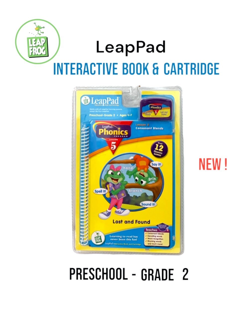 Leap Frog LeapPad Phonics Lost & Found Book + Cartridge Lesson 5 Ages 4-7 New !
