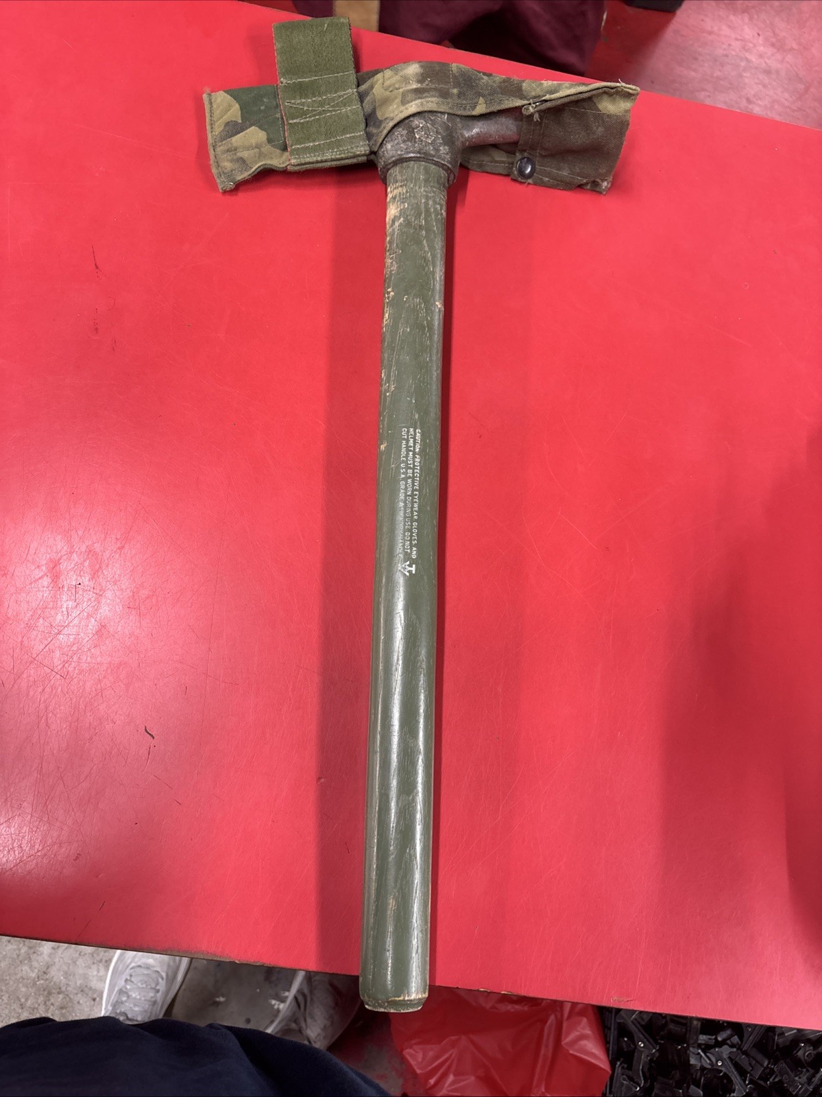 USGI Military Steel Mattock Pick Axe w/ Woodland Carrier Pouch