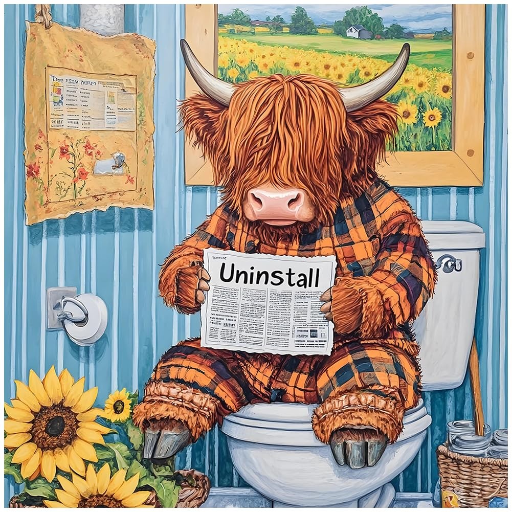 Highland Cow Diamond Art Painting Kits for Adults, 12×12 in | Beginner-friendly,