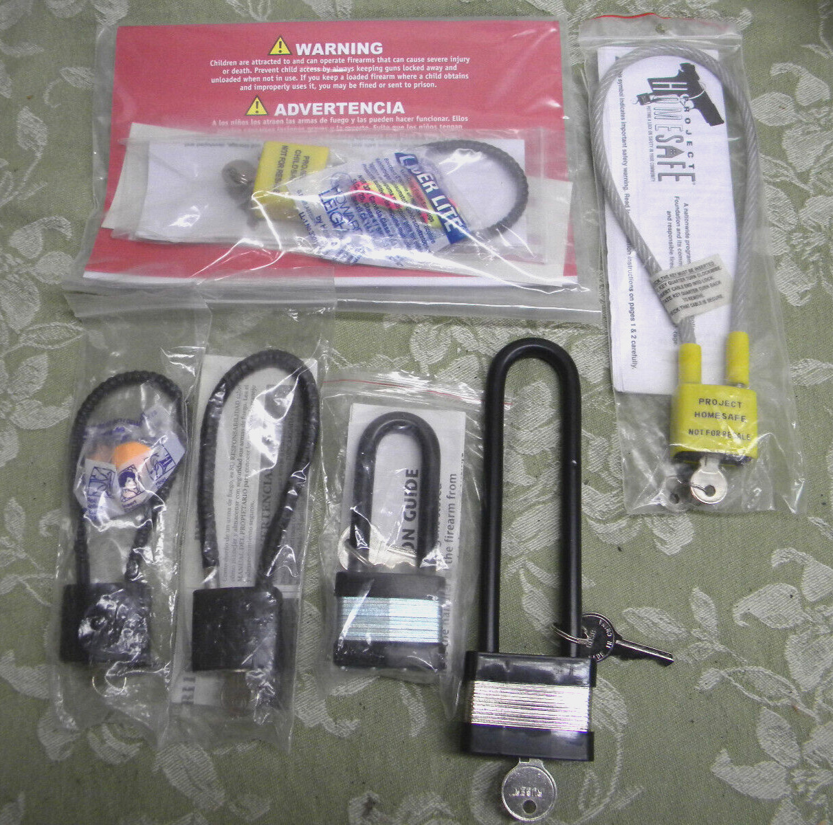 Lot of 6 Gun Locks Cable Locks ~ All With Keys