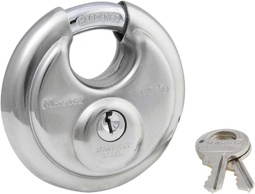 Padlock, Stainless Steel Discus Lock, 2-3/4 In. Wide, 40DPF, Silver