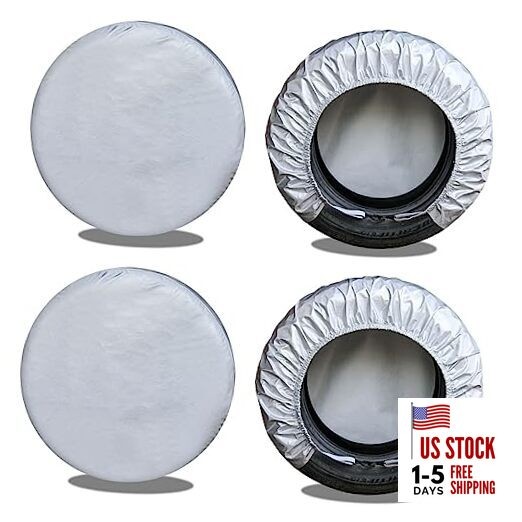 Rv Tire Covers Set of 4, T3-L-27-29 Inch Tire Diameters Four-Aluminum-Silve
