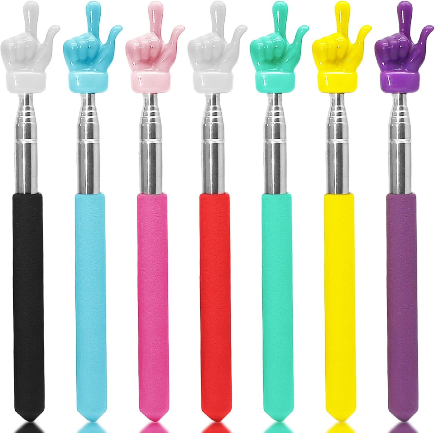 7-Pack Telescopic Teacher Pointers Stainless Steel Finger Sticks Classroom Tools