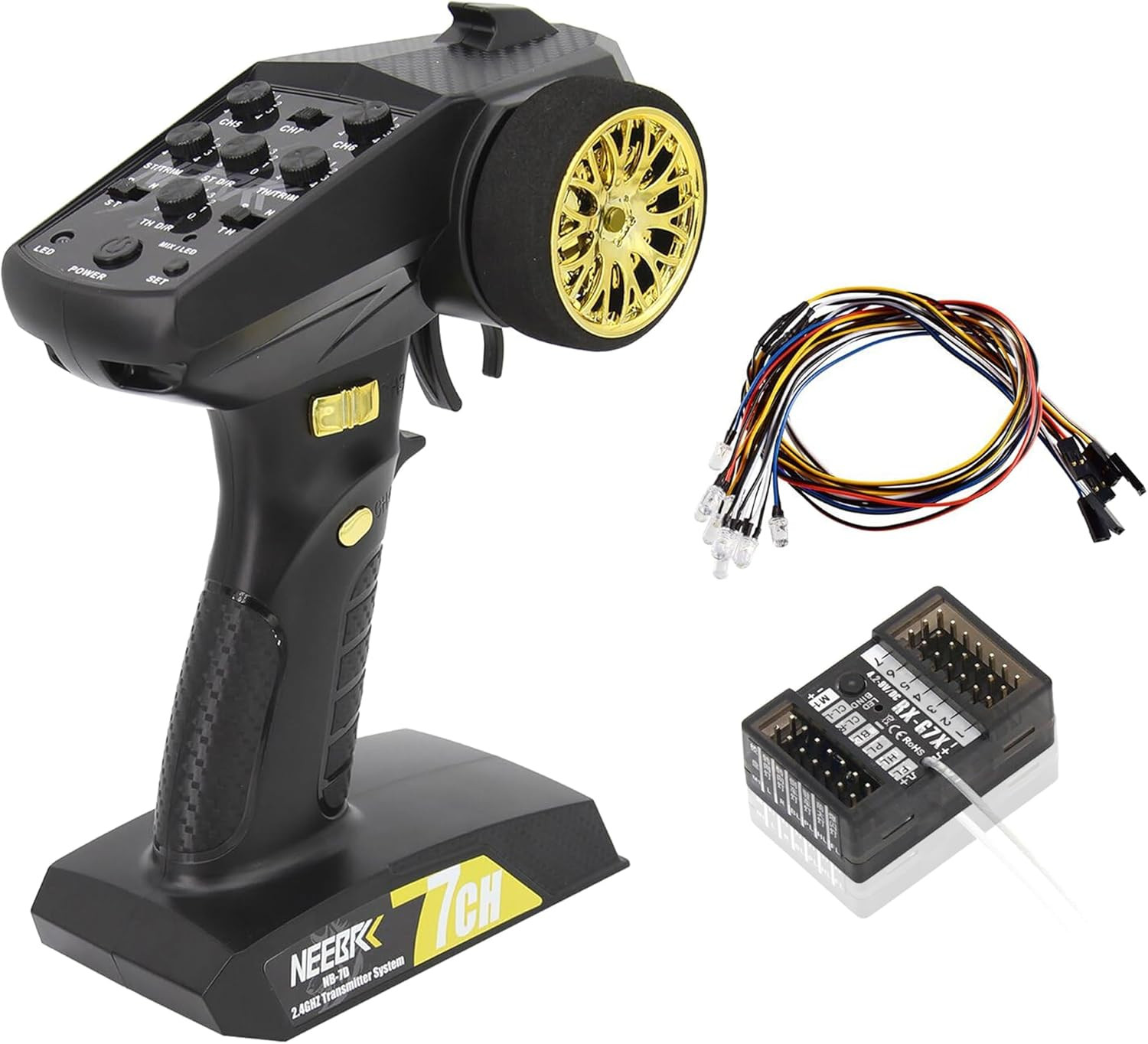 7 Channels RC Transmitter with Receiver Built-In Light Control System and 12LED