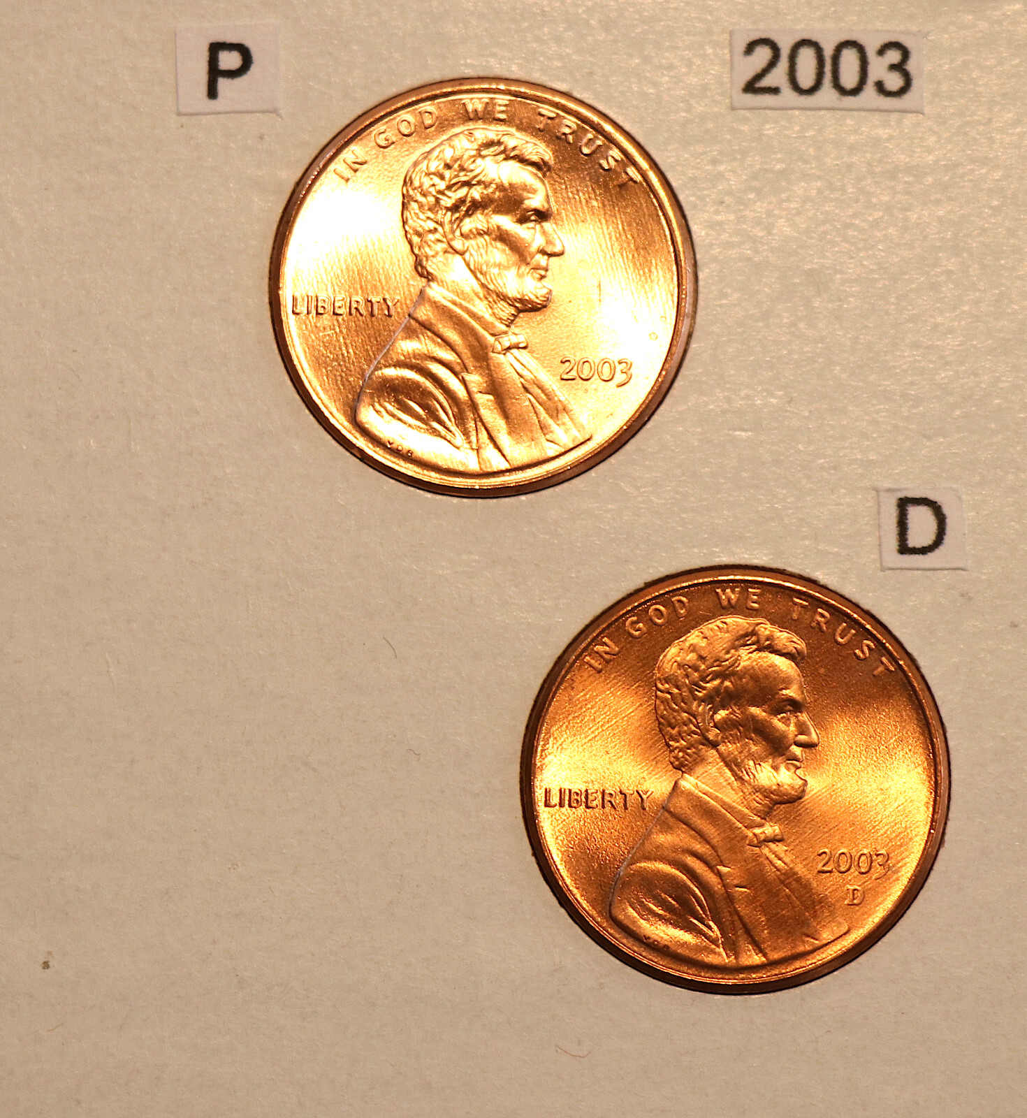 2003 P/D Lincoln Memorial Cents  BU