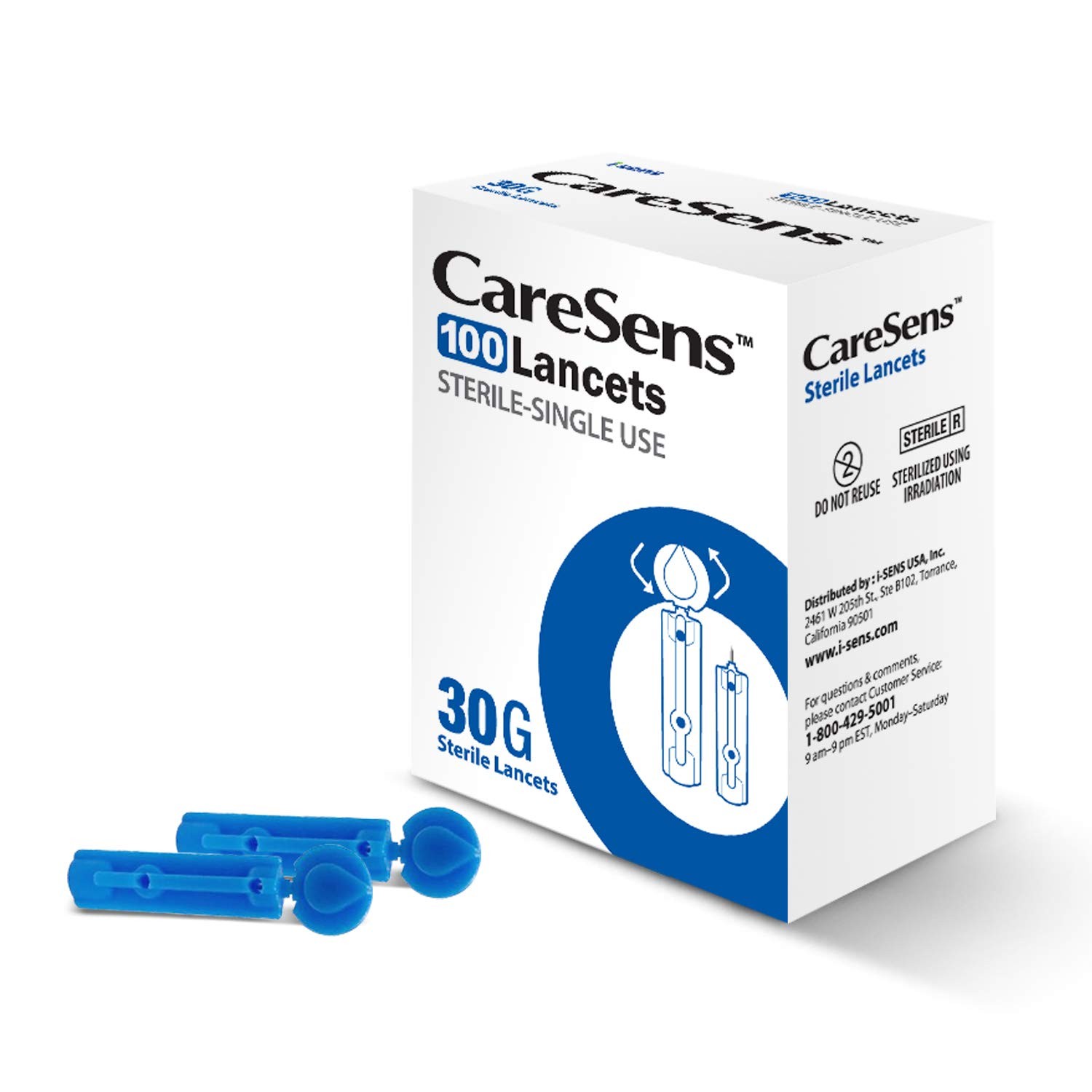 Sterile Single Use Ultra Thin 30G Universal Designed Lancets (100 Counts) for...