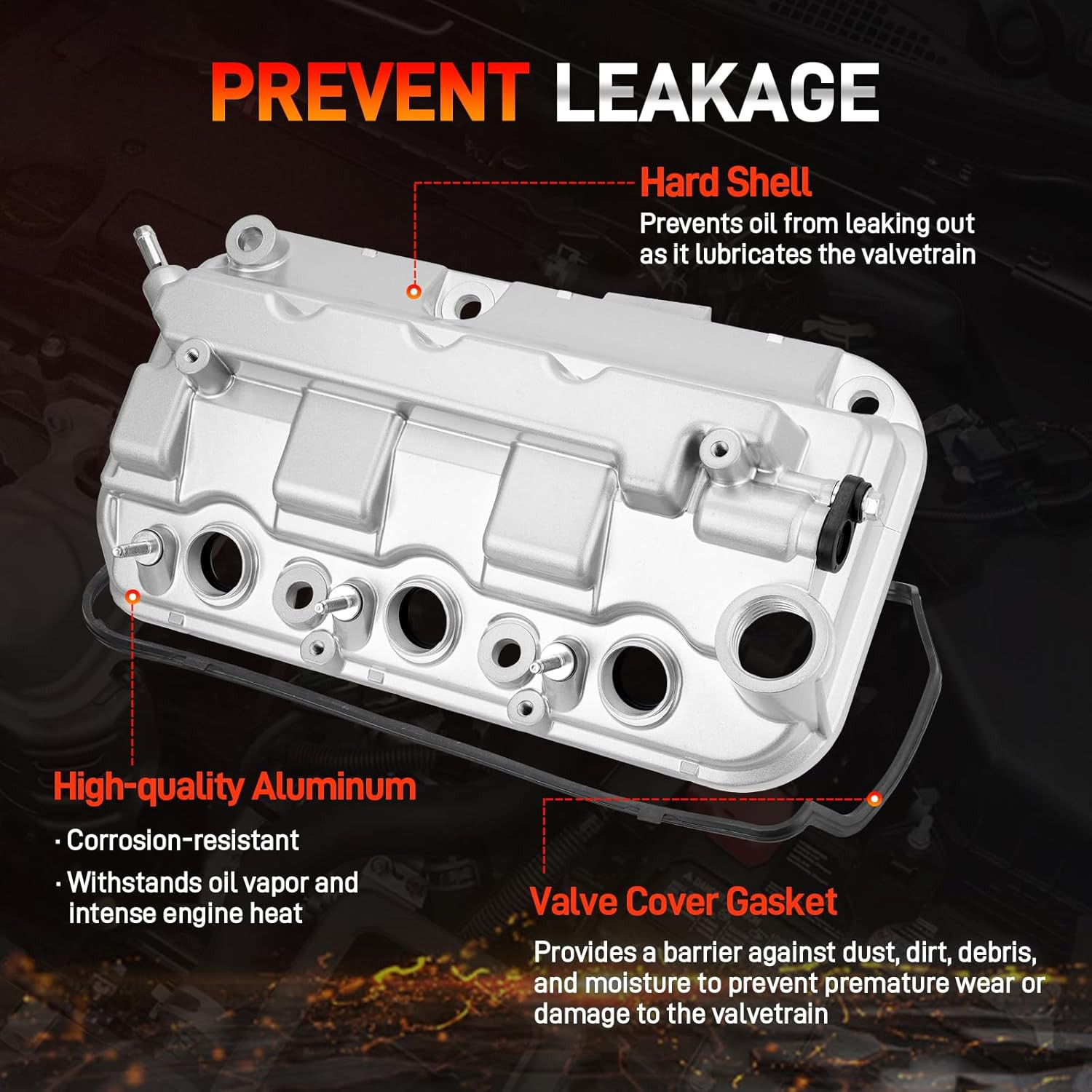 2Pcs Aluminum Front & Rear Valve Cover for Honda Accord Odyssey Pilot 3.5L V6