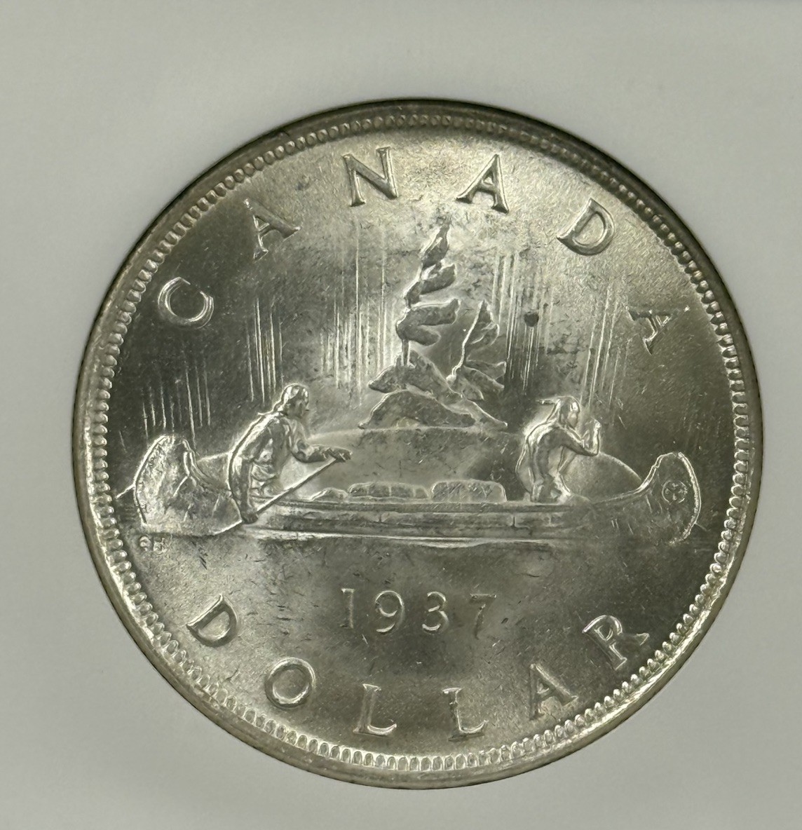 1937 $1 SILVER DOLLAR GEORGE-VI CANADA NGC MS62 #3076