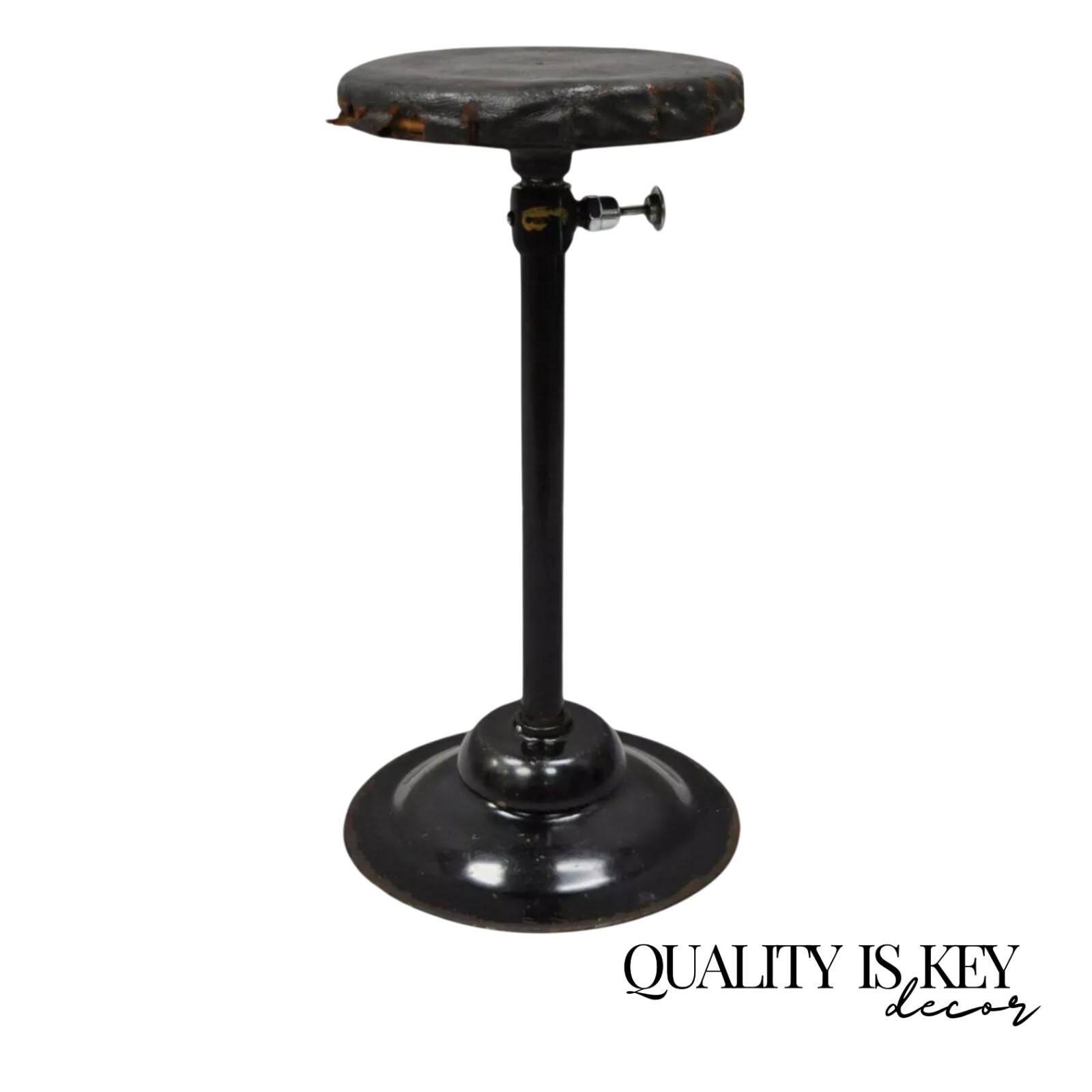 Articulating Industrial Modern Brown Leather Adjustable Work Stool by Peerless