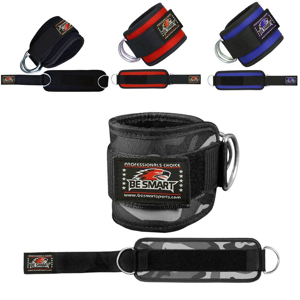 Gym Weight Lifting D Ring Ankle Straps Cable Attachment Strap Fitness Exercise