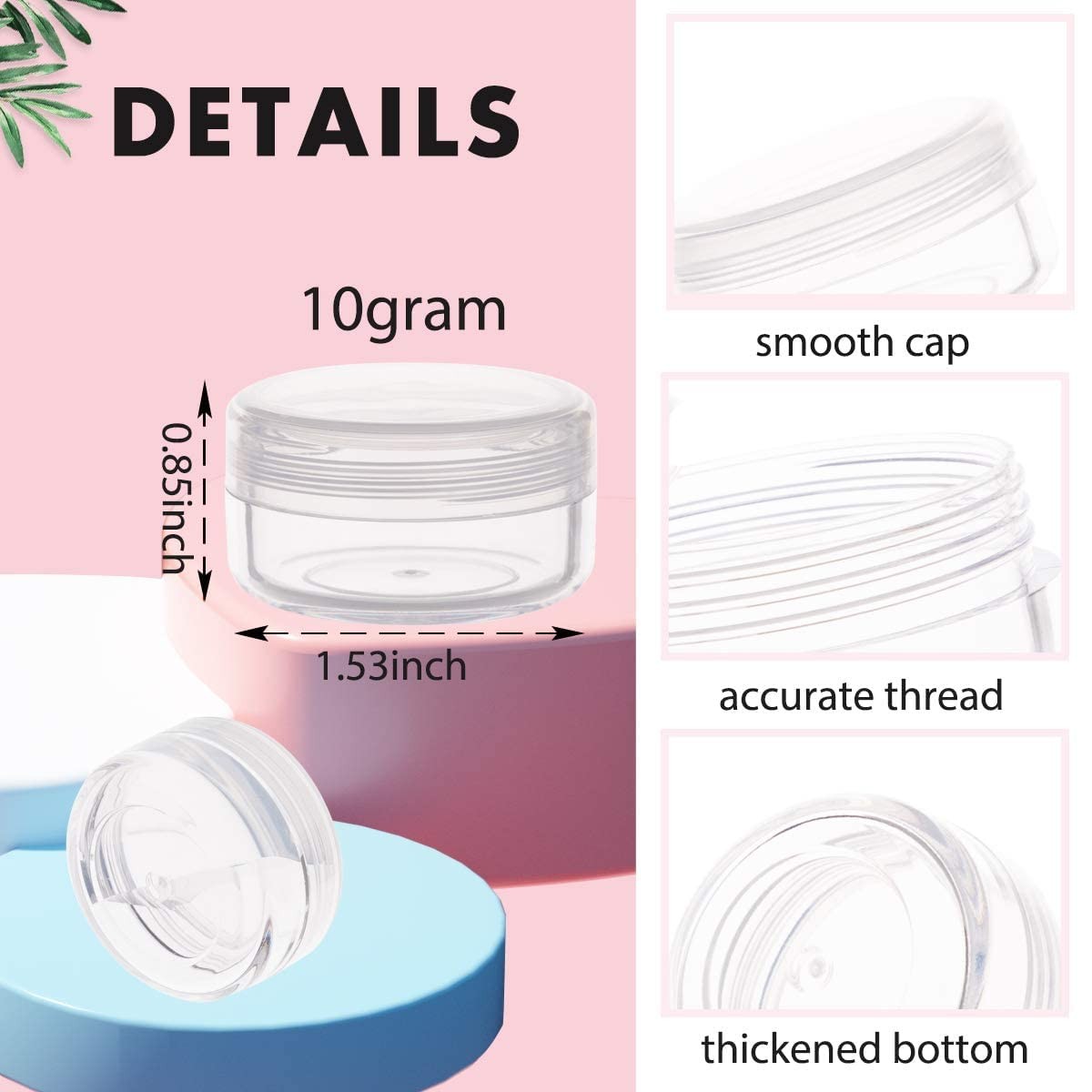 Tiny Cosmetic Containers, 10 Gram 20Pcs Sample Containers with Lids, BPA Clea...