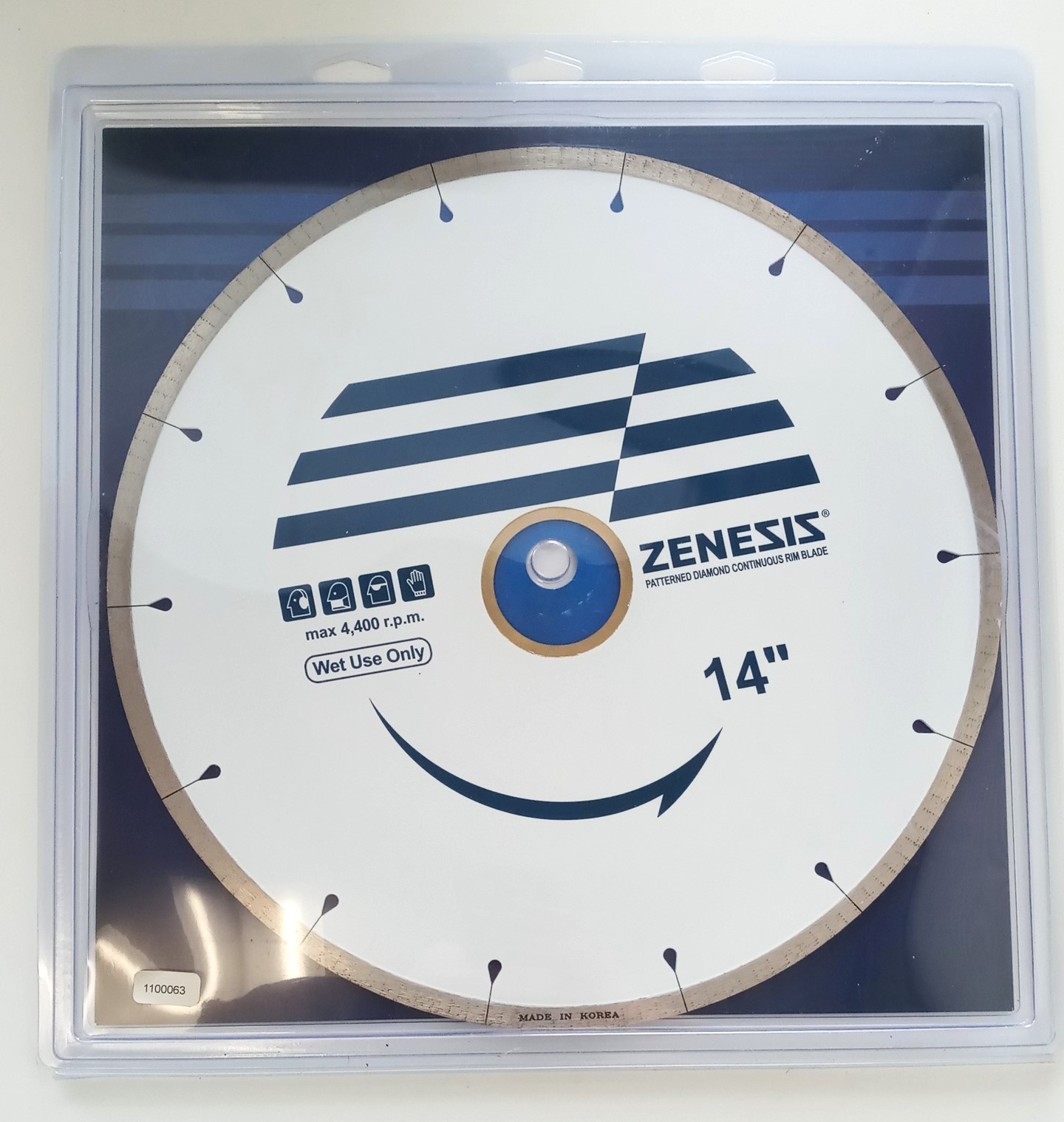 Zenesis 14" Patterned Continuous Rim Diamond Saw Blade Wet Hard Stone 1100063
