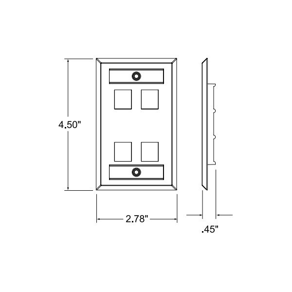 Leviton 43080-1L4 Stainless Steel Wallplate Single-Gang 4-Port with ID Windows