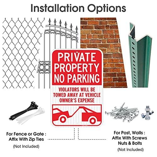 2 Pack Private Property No Parking Signs, Violators Will Be 18"×12" 2 PACK